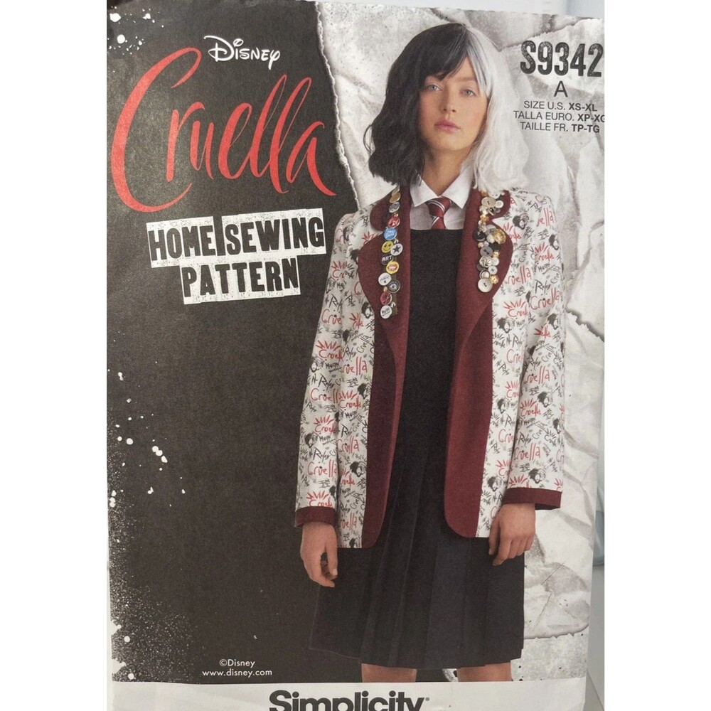 Simplicity S9342 Sewing Pattern Disney Cruella Unisex Jacket Costume Uncut